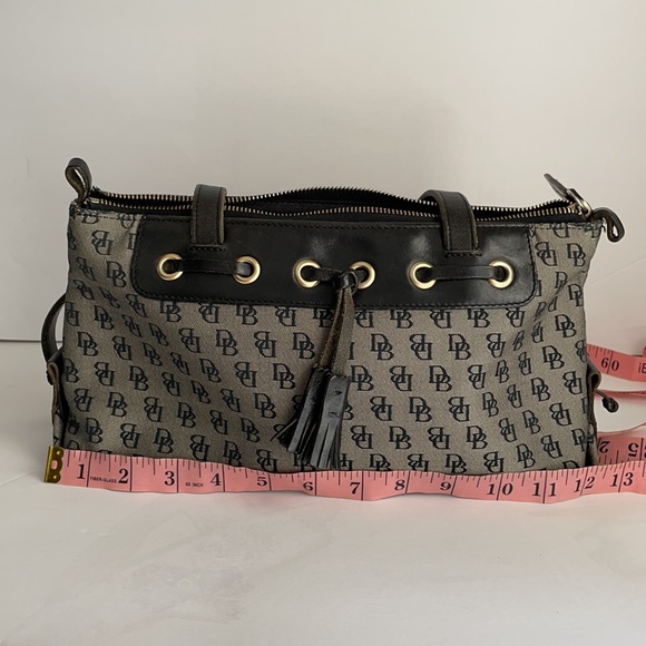 Dooney & Bourke Black Gray Leather Logo Canvas Bag - Picture 13 of 13